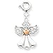 14k White Gold Filigree Angel with Heart Charm title=
