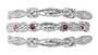 10k White Gold Ruby and Diamond Stack Ring Set, Size 7