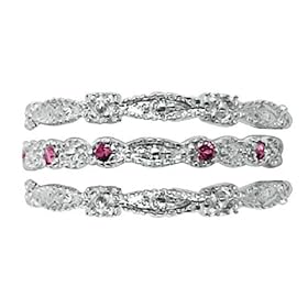 10k White Gold Ruby and Diamond Stack Ring Set by Amazon.com Collection