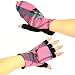 Winter Wool Plaid Flip Top Fingerless Snug Gloves Pink