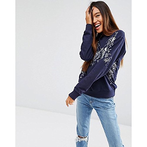 エイソス アウター パーカ＆スウェット ASOS Sweatshirt with Chinoiserie Bird Em Multi [並行輸入品]
