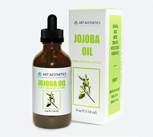 ART AESTHEICS Jojoba Oil, Organic 100% Unrefined Natural - Made In The USA, Pure Cold Pressed - Marvelous for Hair, Skin, Lips, Face,Nails, Stretch Marks, Acne - 4 Oz