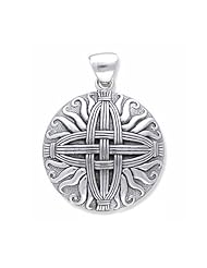 Sterling Silver Woven Sunray Medallion St. Bridget - Brigids Brigit Celtic Cross Knot Pendant
