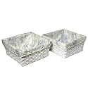 Set of 2 Rattan Storage Baskets - White/Blue (14.75")