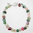 Pink and Green Tourmaline Bead Bracelet with Sterling Silver, #9392