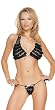 Dotted Lace Ruffle Trim Halter Top And Tie Sides Thong