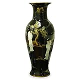 24"H Mother of Pearl Motif Porcelain Vase