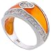 Sterling Silver Golden Yellow Resin Ring with Heart Cubic Zirconia Stones