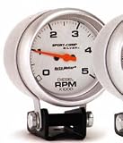 Auto Meter 3788 Silver Pedestal Mount Mini-Diesel / Sport-Compact Tachometer Gauge