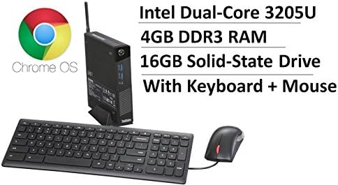 2016 NEW Lenovo Tiny ThinkCentre Premium Business Chromebox Computer - Intel Dual-Core Processor, 4GB RAM, 16GB SSD, Wireless AC, Bluetooth, USB 3.0, HDMI, Wired Keyboard/Mouse, Google Chrome OS