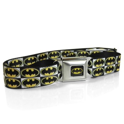  Batman Logo Seatbelt Buckle Checker Strap Belt, Official Licensed