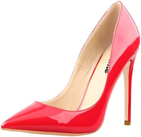Cicime Women's Minana Red Patent Pointed Toe High Heel Dress Pumps 8 M US
