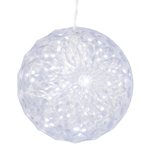 White LED Lighted Hanging Christmas Crystal Sphere Ball Outdoor Decoration 6