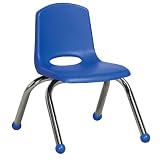 Ecr4kids 10 Inches Kids Room Stack Chair - Chrome Blue
