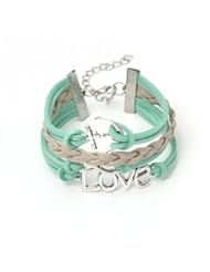 Sports: S.S?(SportSpirit) Infinity 8 Shape Love Anchor Charm Bracelet Mint Green Wax Cords and Braid - S.S?(SportSpirit)