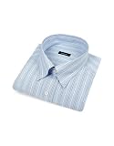 Bagutta Blue Striped Snap Collar Italian Cotton Dress Shirt