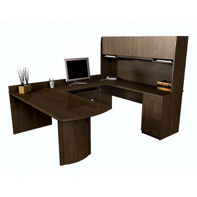 Bestar Executive U Shape Computer Computer Desk Chocolate