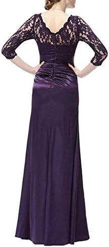 Jeansmore Womens Lace 2/3 Sleeves Long Bridesmaid Prom Homecoming Gown Long Dress