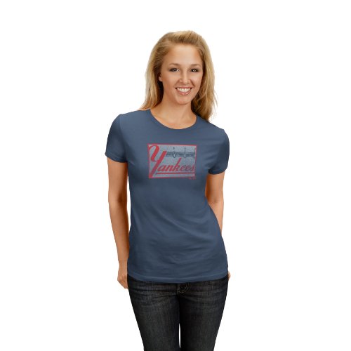 MLB New York Yankees 1951-52 Cooperstown Women's Short Sleeve Crew Neck Jersey Tee (Pigment Denim, Large)