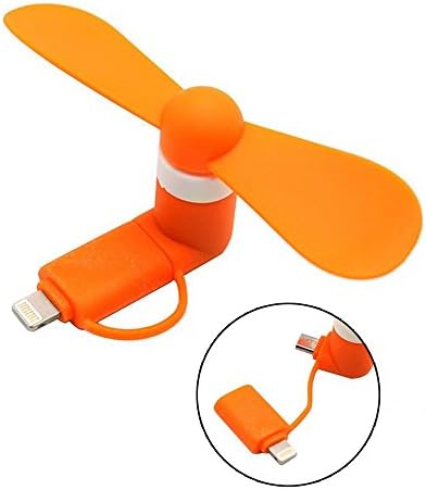 USB Phone Fan USB Fan Mini Fan for iPhone 6/6S &amp; 6 Plus/6s Plus &amp; iPhone 5/5S &amp; iPad Air Fashion Portable 2 in 1 Micro USB Fan Hot Weather Electronics for Android and Samsung Phone  (Orange)