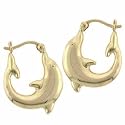 14K Gold Dolphin Hoop Earrings