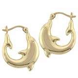 14K Gold Dolphin Hoop Earrings