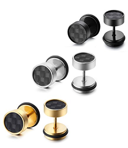 Funrun mens womens stainless steel black earrings studs…