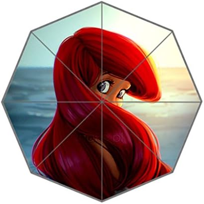LaHuo Custom Design Little Mermaid Ariel Smile Hundred Pro-health Logo Travel Folding Umbrella Auto Open Close Windproof Compact For Easy Carrying Firm Durable Lifetime Guarantee Umbrella
