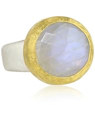 Nava Zahavi Sterling Silver Moonstone and High Karat Gold Ring, Size 7