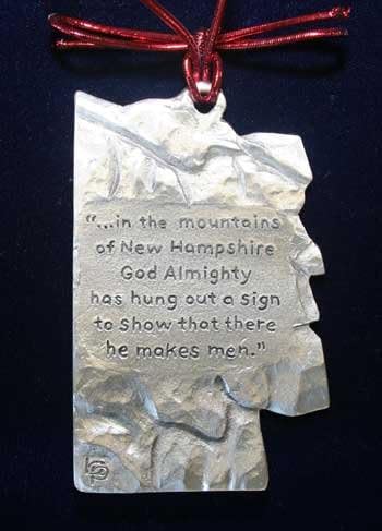 Hampshire Pewter Old Man of The Mountain Ornament w/Quote