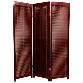 Good Quality Room Divider Dark Wine Color - 5ft. Shutter Folding Privacy Floor 3 Panel...