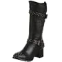 ALL BLACK Women's Rough & Ready Studded Biker Boot,Black,37 EU (US Women's 7 M)