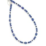 16 Inch Toggle Necklace with Austrian Crystals and Faceted Denim Lapis