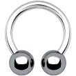 14 Gauge HEMATITE Horseshoe Circular Barbell 3/8" 5mm