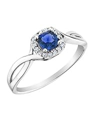 Sapphire Ring with Diamonds in 10K White Gold
