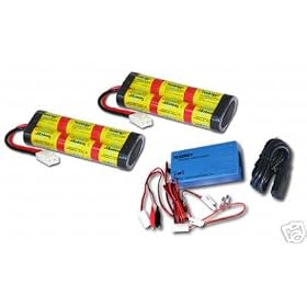Two Tenergy Propel 7.2V 4500mAh (45A Drain Rate) Nimh Battery Packs with Tamiya Connectors and A... by Tenergy