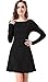 Honeykoko Women's Casual slim fit Dress long Sleeve Solid Flare A-line Dresses