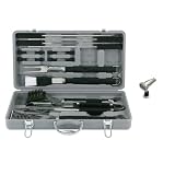 Mr. Bar-B-Q 160174 18-Piece Finger Grip and Stainless Steel Plastic Tire Track Case Tool Set and Magnetic Grill Light, Black
