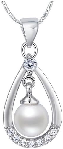Woman Fashion Jewellery Water-drop Necklace Pendant with Pearl Decoration(without chain)-White