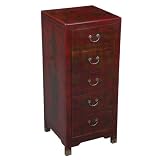 Handmade Oriental Furniture - 41" Antique Style Red Leather Dresser - Traditional Heirloom