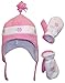 N'Ice Caps Girls Snow Embroidered Sherpa Lined Micro Fleece Hat and Mitten Set