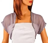 Grace and Flair Silver Chiffon Short Sleeve Bolero Shrug Size 10