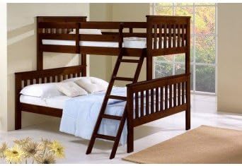 Twin over Full Mission Bunk Bed with Drawers in Cappuccino