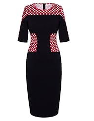 Elbow Length Sleeves Polka Dot Print Cotton  Dress