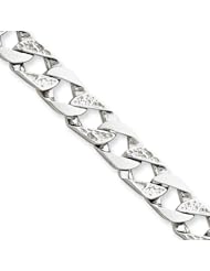 14K White Gold, 7.35mm Fancy Link Bracelet - 8 Inch
