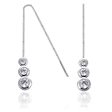 Fancy and Carefree: Sterling Silver with CZ Diamond Jazz Bubble Threader Earring