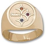 Pittsburgh Steelers Solid 10K Gold Logo With Colored Stones Ring Size 11