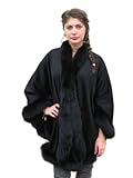 Luxurious 100% Cashmere Cape w/3 Inches Fox Border
