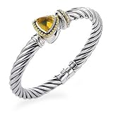 Sterling Silver + 18K Bangle w/1Triangle Citrine 7