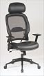 Air Grid Back Deluxe Task Chair With Leather Seat, Adjustable Angled Arms, Angled Base and Adjustable Headboard By Office Star